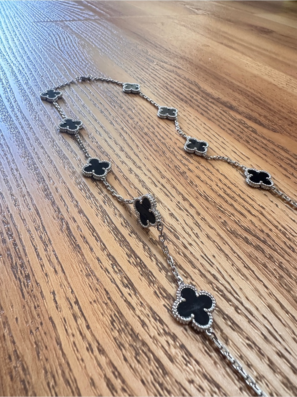 Black Clover Link Long Necklace - Women's Fashion Jewelry